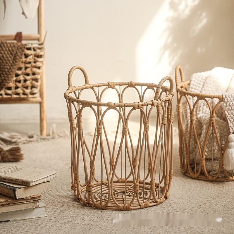 Rattan Storage Basket Woven Dirty Clothes Storage - HAUSSLYON