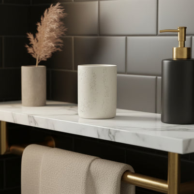 Accessoires de salle de bain VidaXL Valence II, porte-savon, porte-serviettes et rangements en acier inoxydable.