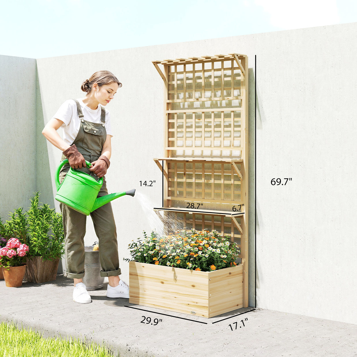 Jardinière surélevée AOSOM IFRANE en bois, idéale pour plantes d'intérieur ou d'extérieur, avec design moderne et pratique