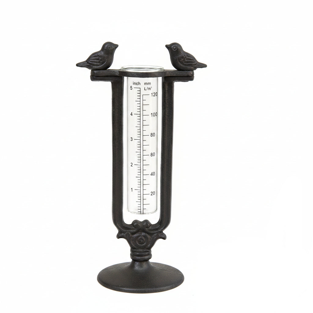 Retro Pastoral Creative Pure Handcrafted Cast Iron Double-bird Rain Gauge - HAUSSLYON