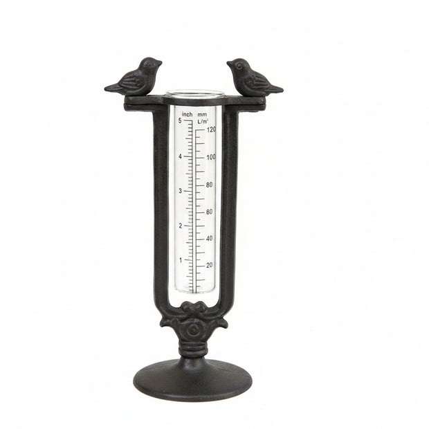 Retro Pastoral Creative Pure Handcrafted Cast Iron Double-bird Rain Gauge - HAUSSLYON