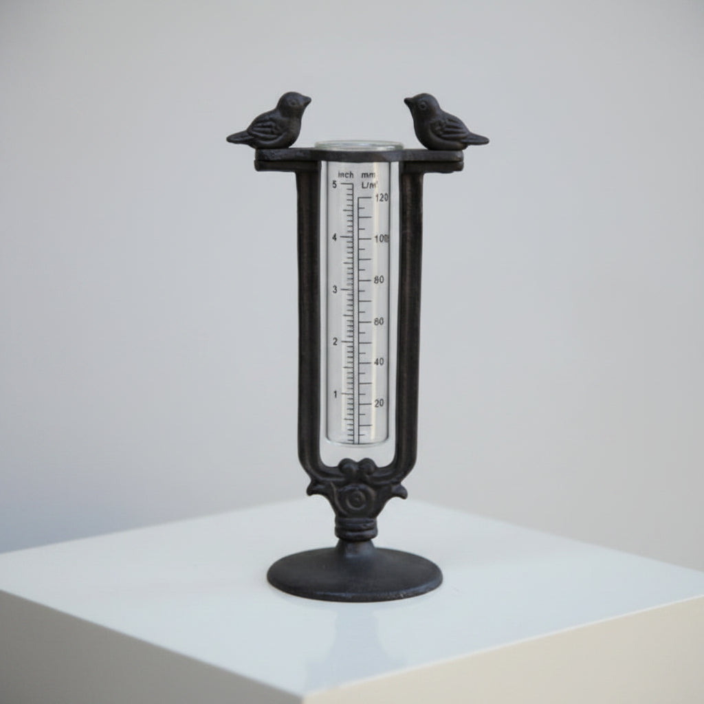 Retro Pastoral Creative Pure Handcrafted Cast Iron Double-bird Rain Gauge - HAUSSLYON
