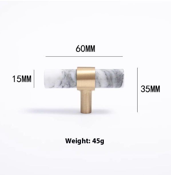 Natural Marble Pure Brass Door Handle - HAUSSLYON