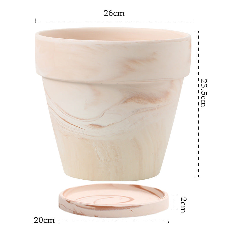 Gradient Macchiato Red And White Pottery Natural Pot Vegetarian Burning Breathable And Absorbent Large Type Green Plants Meaty - HAUSSLYON