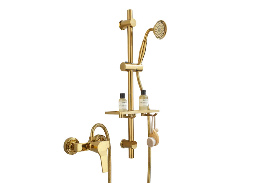 Robinet de baignoire VidaXL Venise en laiton avec poignée élégante et finition chromée, installé dans une salle de bain moderne.