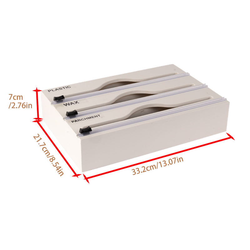 3 In 1 Bamboo Wrap Organizer With Cutter And Labels, Plastic Wrap Aluminum Foil And Wax Dispenser For Kitchen - HAUSSLYON