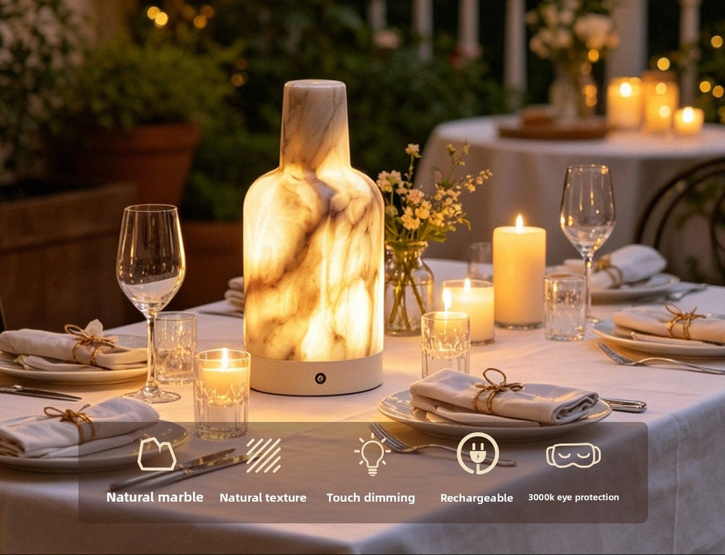 LAMPE PORTABLE EN MARBRE ESPAGNOL ALIMENTÉE PAR PILES - CANTORIA - HAUSSLYON