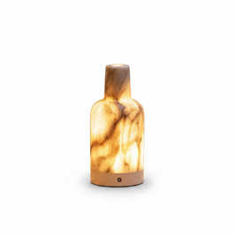 Lampe portable en marbre espagnol Cantoria, design élégant, finition polie, avec poignée pour un éclairage pratique et décoratif.