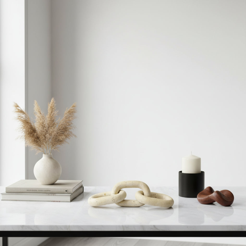 Nordic Minimalist Marble Cave Stone Three-ring Buckle Creative Office Decorations Ornaments - HAUSSLYON