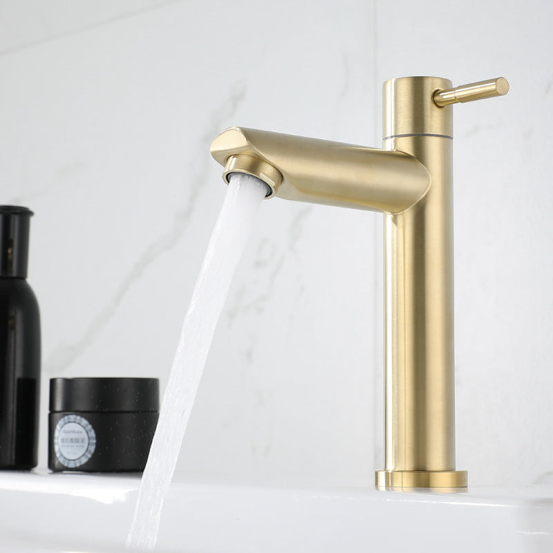 Stainless Steel Brushed Gold Ingle Handle Faucet With Cold Basin - HAUSSLYON