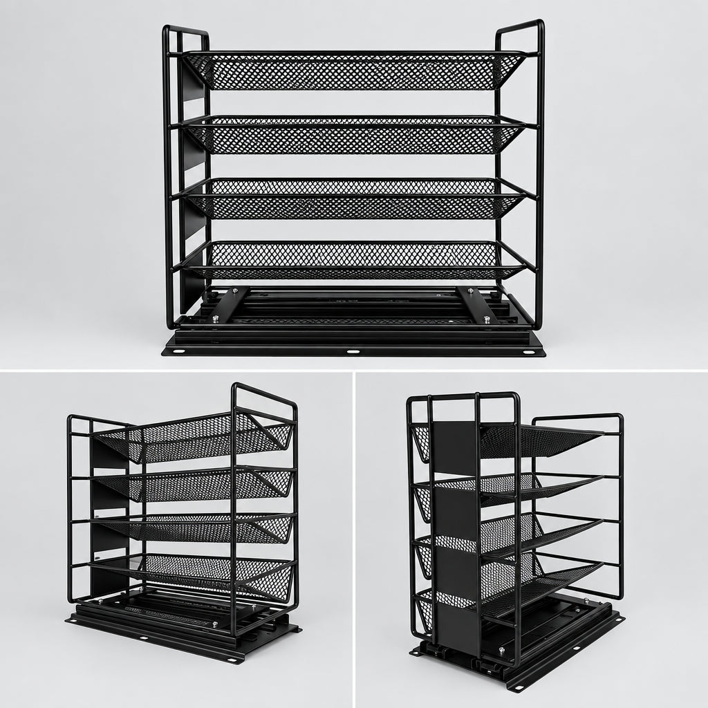 Étagère de rangement coulissante en métal pour épices, Hausslyon, fixation murale, rangement pratique pour cuisine.