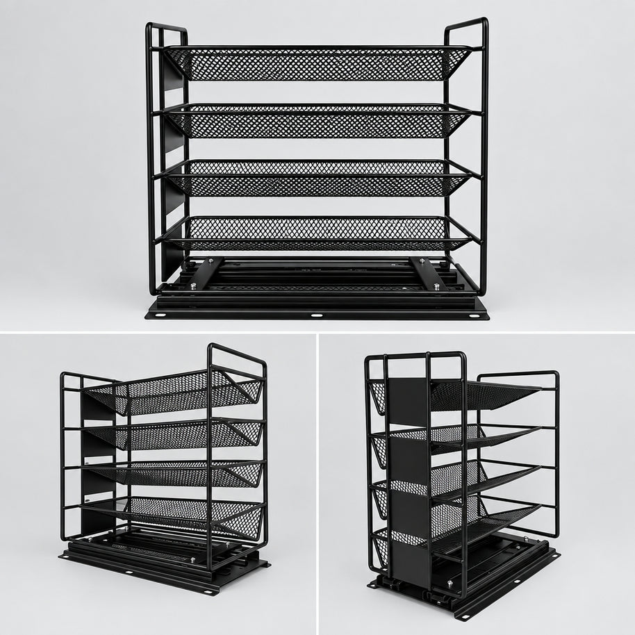 Étagère de rangement coulissante en métal pour épices, Hausslyon, fixation murale, rangement pratique pour cuisine.