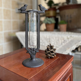 Retro Pastoral Creative Pure Handcrafted Cast Iron Double-bird Rain Gauge - HAUSSLYON