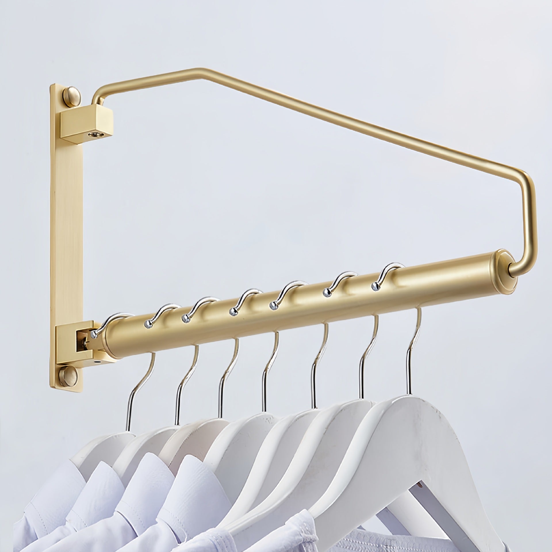 Foldable, Rotating Brushed Brass Invisible Clothes Drying Rack - HAUSSLYON