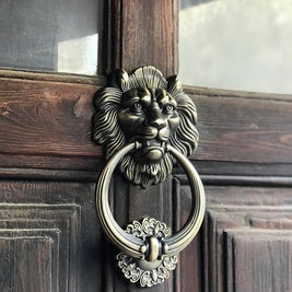 20cm Large Antique Lion Door Knocker Lionhead Doorknockers L - HAUSSLYON