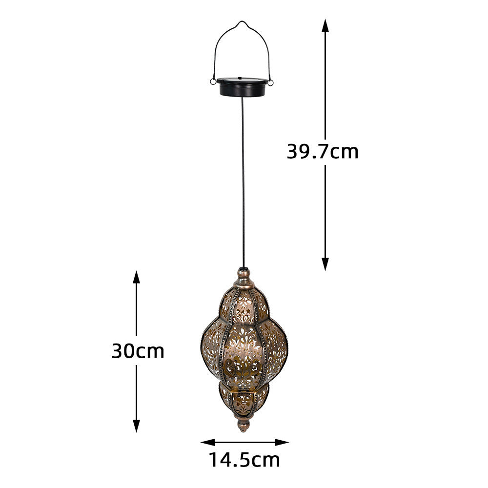 Solar Iron Hollow Lantern Courtyard Decoration Atmosphere Chandelier - HAUSSLYON