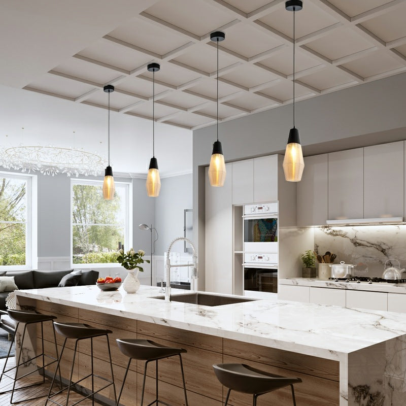 Lustre Stockholm VidaXL avec abat-jour blanc et design moderne, suspendu au plafond dans un intérieur contemporain.