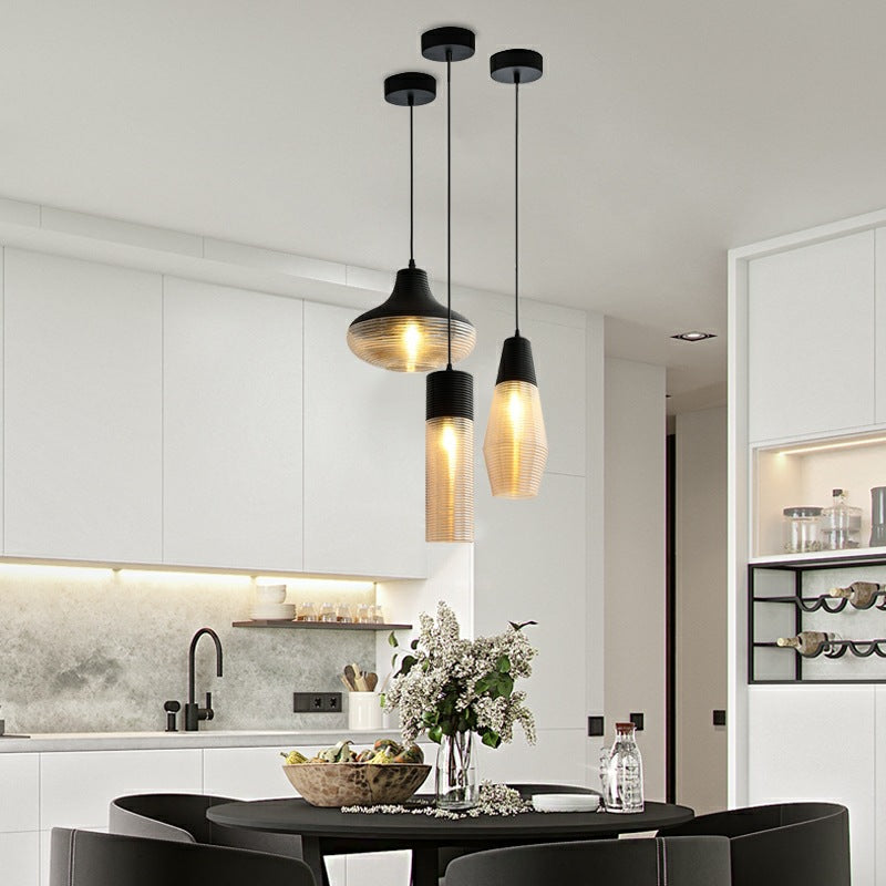 Lustre Stockholm VidaXL suspendu en métal noir avec abat-jour en verre transparent pour salon ou salle à manger