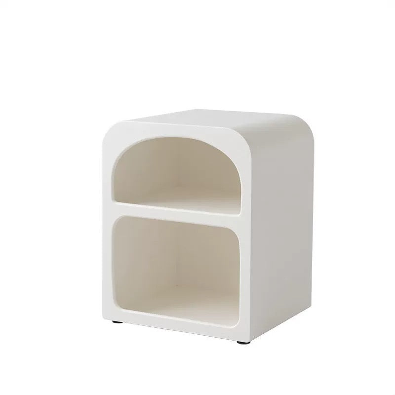 Meuble de rangement alcôve VidaXL blanc crème en bois, 40x32x48cm, avec portes et espace de stockage.