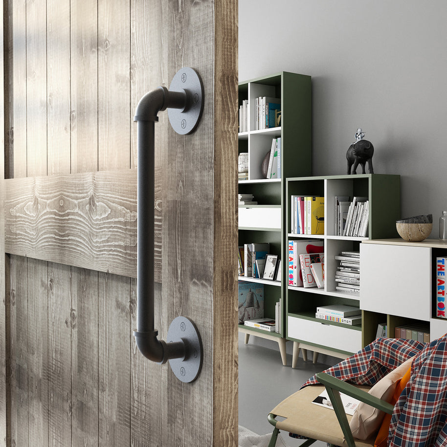 Poignée de porte Clermont VidaXL en noir mat, longueur 30 cm, design moderne pour porte intérieure ou extérieure.