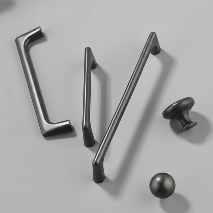 Poignées et boutons Kassel gris de VidaXL, ensemble de poignées et boutons en métal pour meubles.