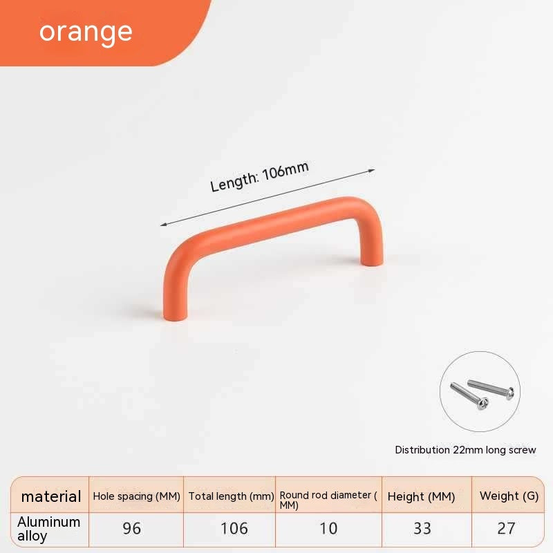 Poignées et boutons VidaXL Onolulu orange de 96 mm, design élégant, pour meubles, vue de face avec détails centraux.