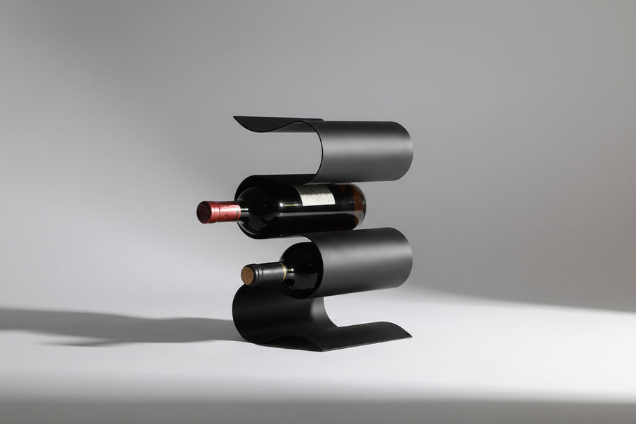 Porte-bouteille Bordeaux VidaXL en métal noir, support pour bouteilles de vin et accessoires, design élégant et pratique.