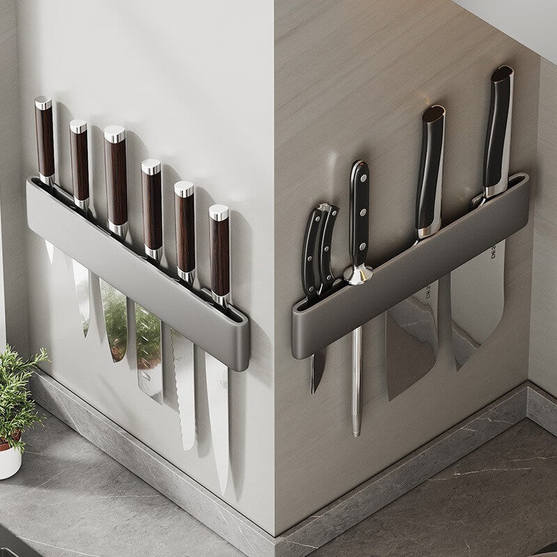 Porte-couteaux Sapporo VidaXL gris en bois de 20 cm pour rangement élégant de couteaux dans la cuisine