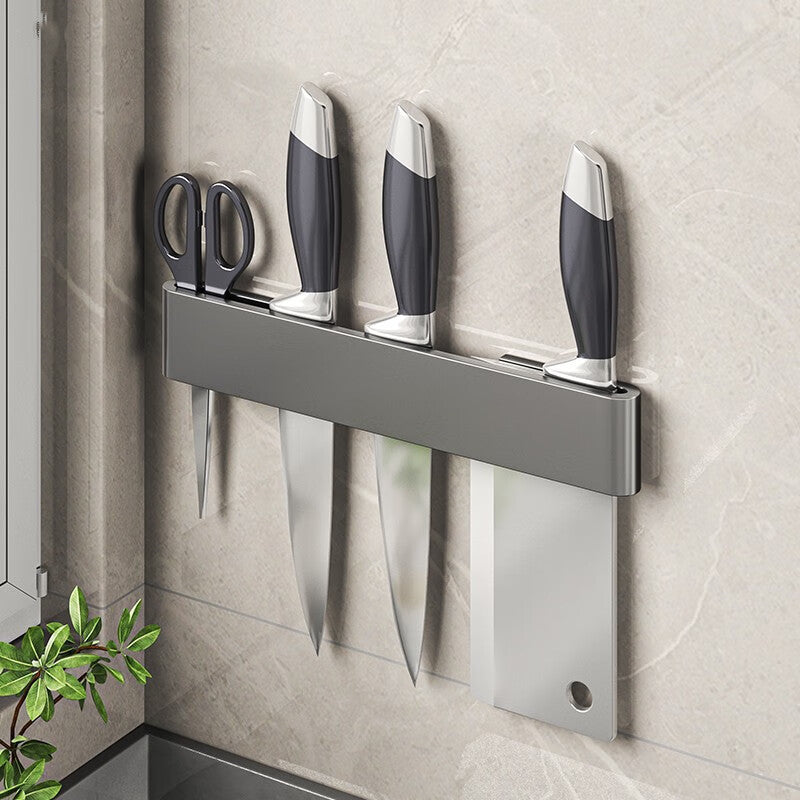 Porte-couteaux Sapporo gris de 20 cm, rangement pratique pour couteaux, conçu par VidaXL, en métal robuste.