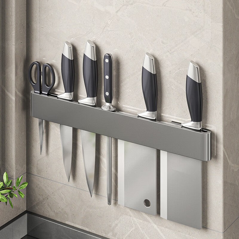 Porte-couteaux VidaXL Sapporo gris de 20 cm pour rangement élégant et pratique de couteaux de cuisine.