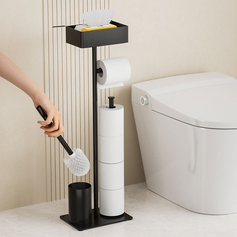 Porte-papier toilette noir Braga de VidaXL, support moderne en métal pour salle de bains.