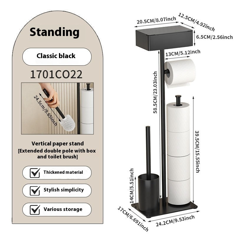 Porte-papier toilette Braga noir de la marque VidaXL, en métal avec support pour rouleau de papier toilette.