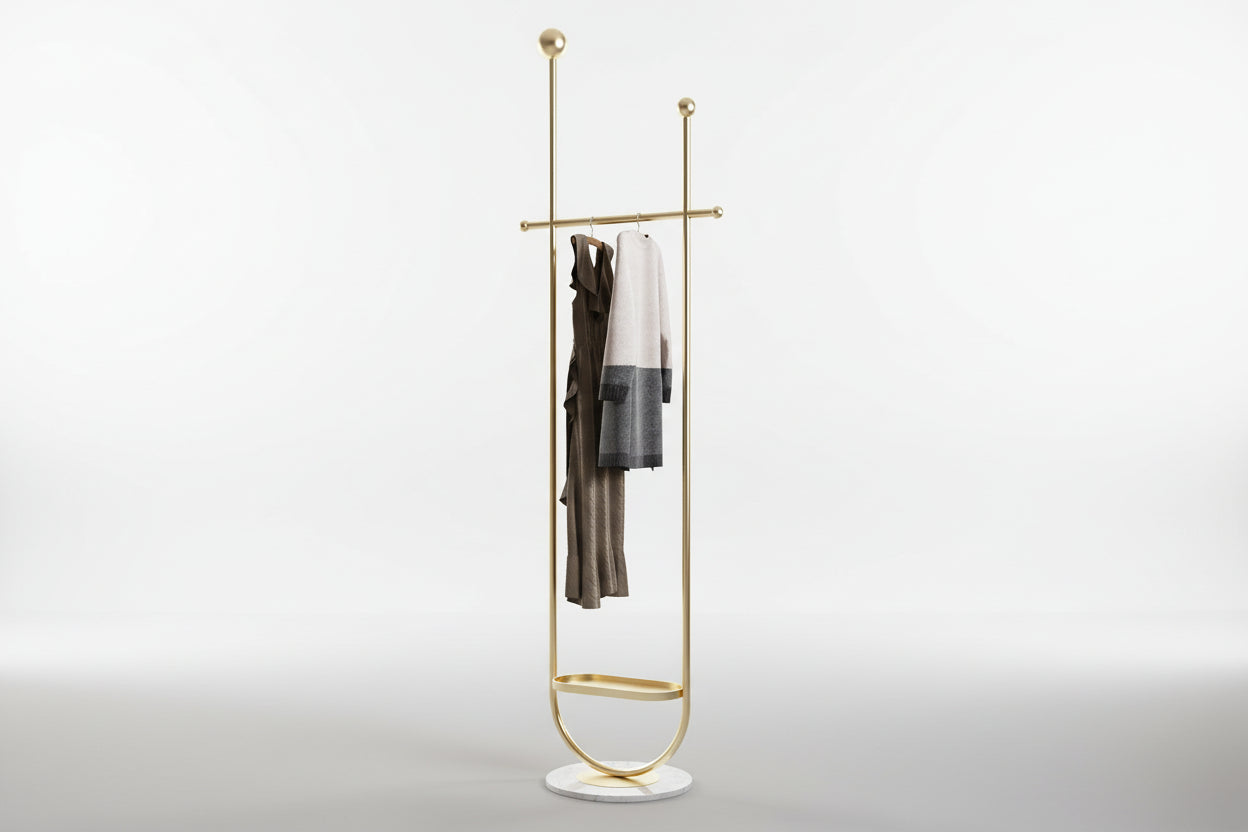Light Luxury Clothes And Hats Hanger Floor To Floor Iron Art Simple And Modern - HAUSSLYON