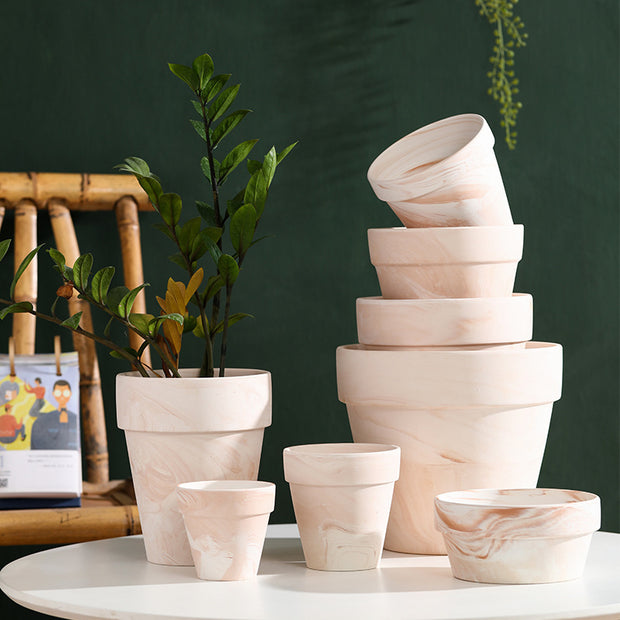 Gradient Macchiato Red And White Pottery Natural Pot Vegetarian Burning Breathable And Absorbent Large Type Green Plants Meaty - HAUSSLYON