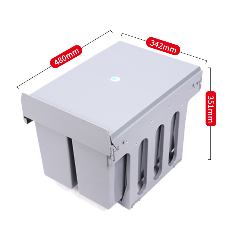 Poubelle coulissante BINY de 15L et 8L pour cuisine, double compartiment, en métal, avec système de glissement, par VidaXL
