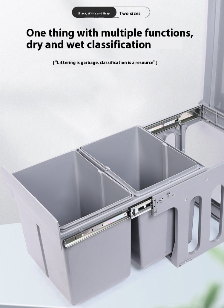 Poubelle coulissante Biny de 15L et 8L pour cuisine, double compartiment en métal avec tiroirs, par VidaXL.