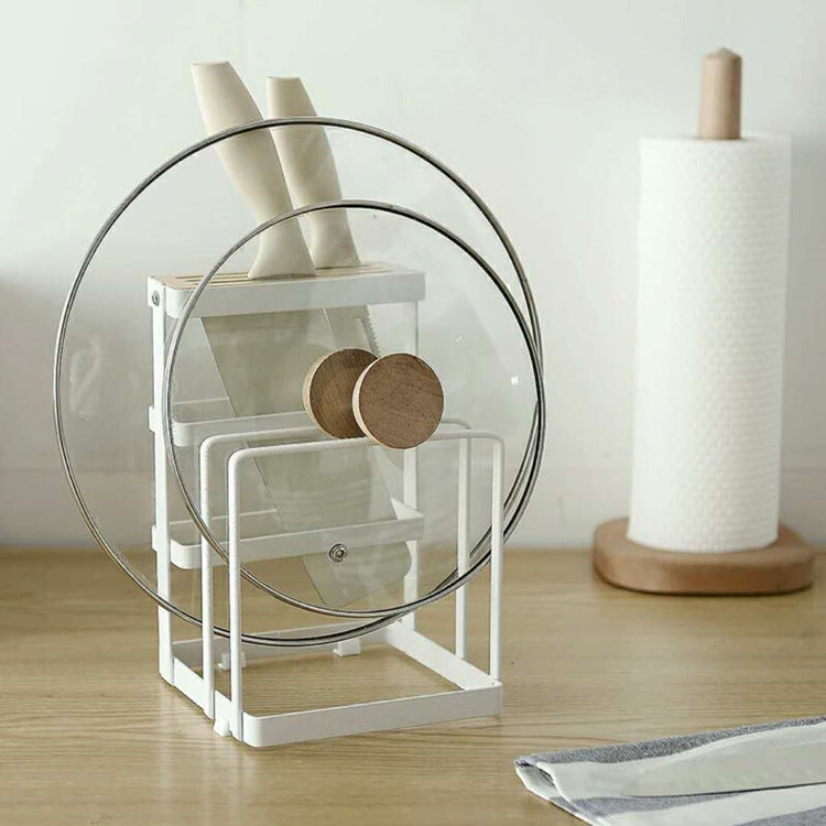 Rangement de cuisine Gumi blanc VidaXL, organisé avec plusieurs compartiments pour ustensiles et accessoires de cuisine.