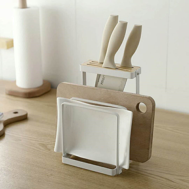Rangement de cuisine Gumi blanc VidaXL, espace organisé avec plusieurs compartiments pour ustensiles et accessoires.