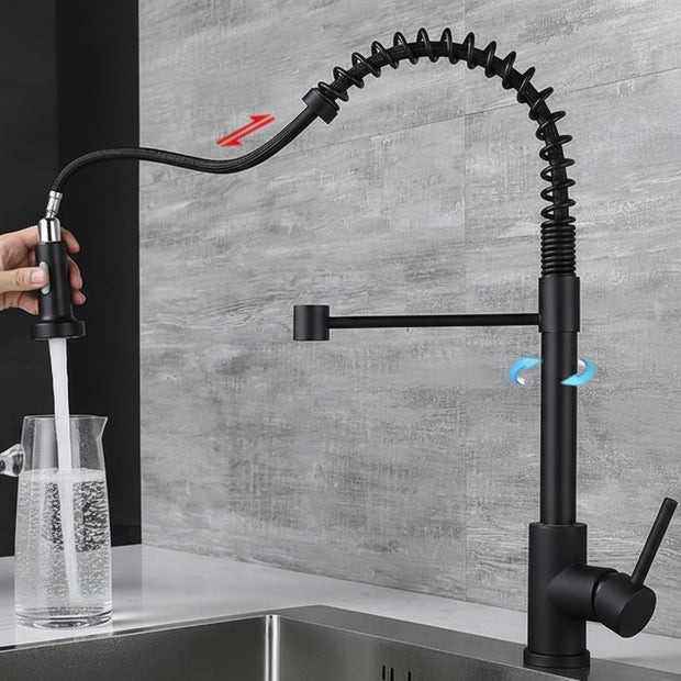 Stainless Steel Spring Pull Telescoping Kitchen Faucet - HAUSSLYON