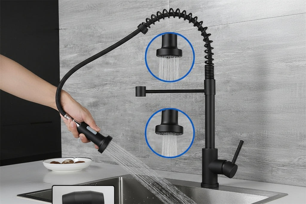 Stainless Steel Spring Pull Telescoping Kitchen Faucet - HAUSSLYON