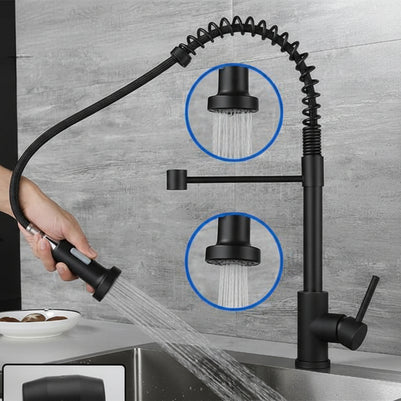 Stainless Steel Spring Pull Telescoping Kitchen Faucet - HAUSSLYON