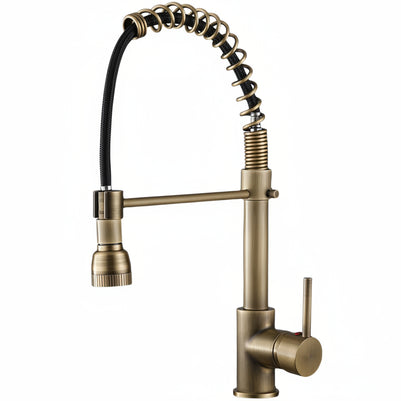Robinet de cuisine VidaXL Rillieux en laiton, design moderne, avec poignée et sortie d’eau.