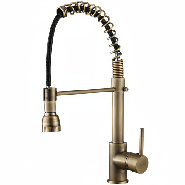 Robinet de cuisine VidaXL Rillieux en laiton, design moderne, avec poignée et sortie d’eau.
