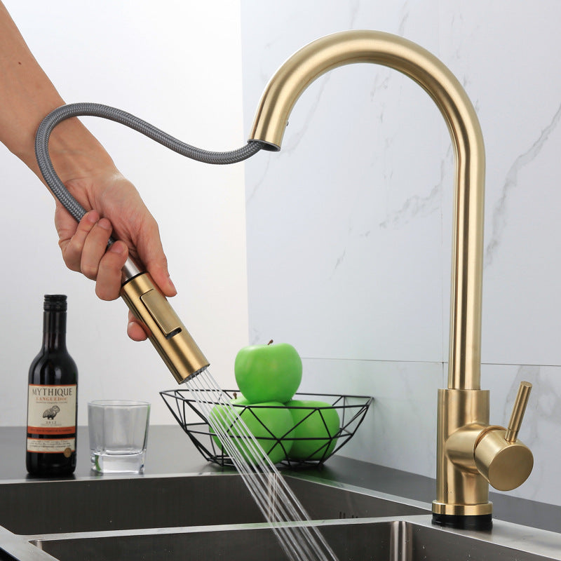 Robinet de cuisine VidaXL Salem en acier inoxydable argenté, avec bec tournant et poignée ergonomique.