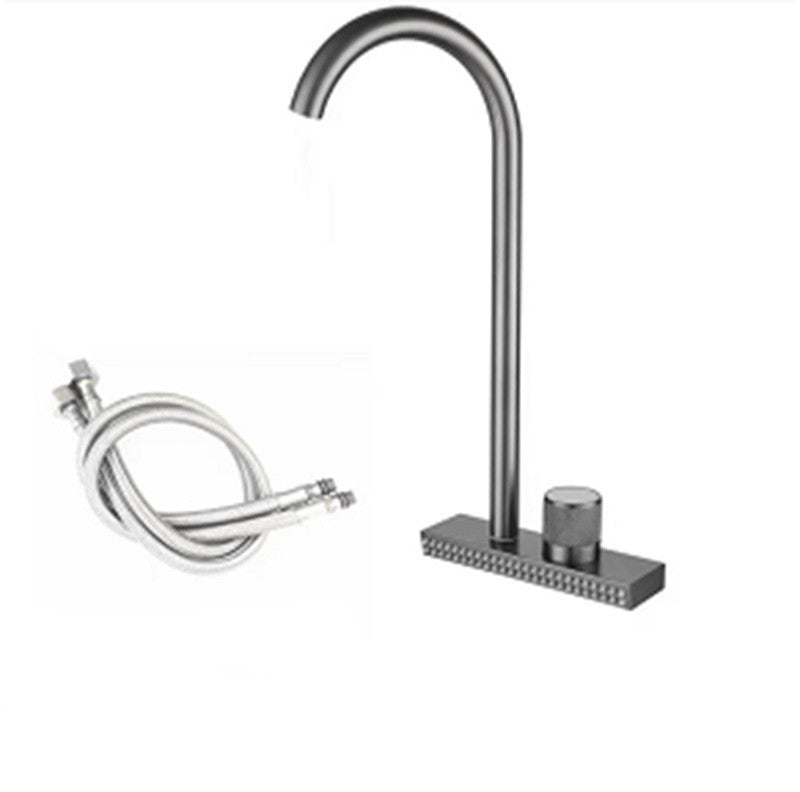 Robinet de cuisine VidaXL Surrey en acier inoxydable avec levier de contrôle, vue de face, installation simple.