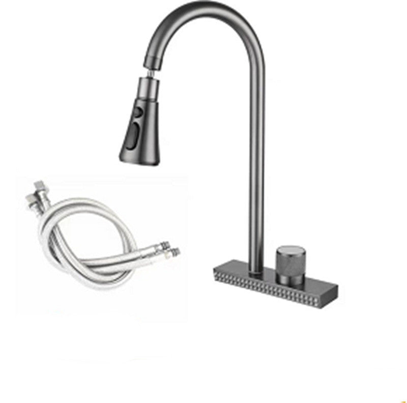 Robinet de cuisine VidaXL Surrey avec levier simple et finition élégante, installé sur un évier en acier inoxydable