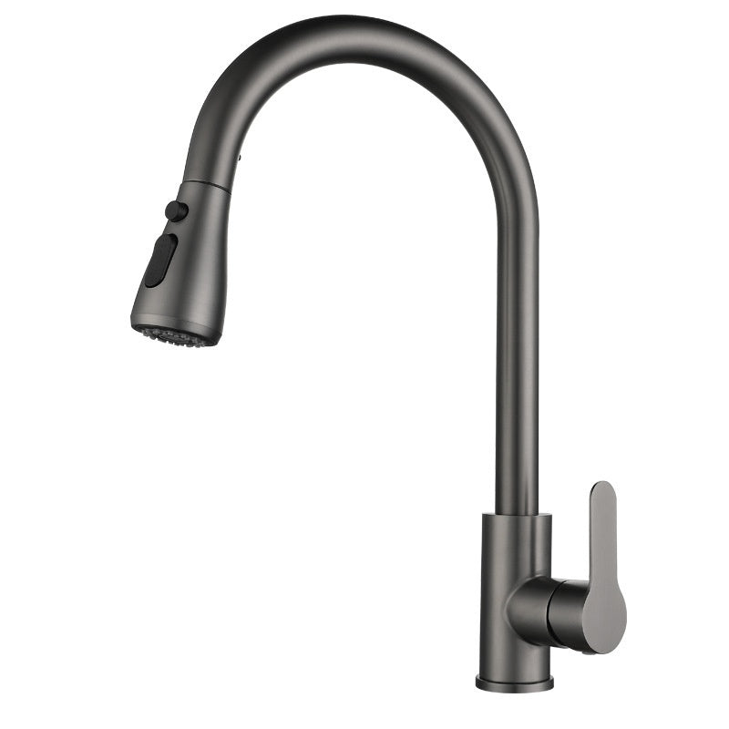 Robinet de cuisine Tennessee VidaXL en acier gris, avec poignée et bec tournant, installation moderne pour évier.