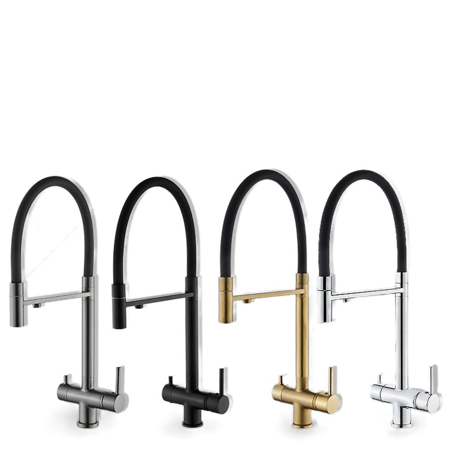 Robinet de cuisine Windsor noir de la marque VidaXL, avec becs tournants et design moderne pour évier.