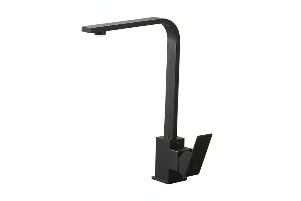 Black paint seven-character square kitchen faucet - HAUSSLYON