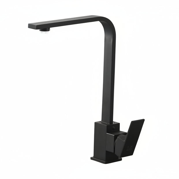 Black paint seven-character square kitchen faucet - HAUSSLYON